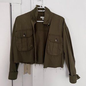 Denim Green Cropped Jacket - Top Shop